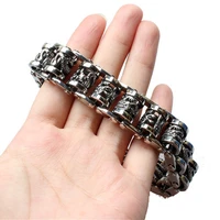 new punk rock skull casting chain stainless steel bracelet bangle mens jewelry for biker christmas gifts