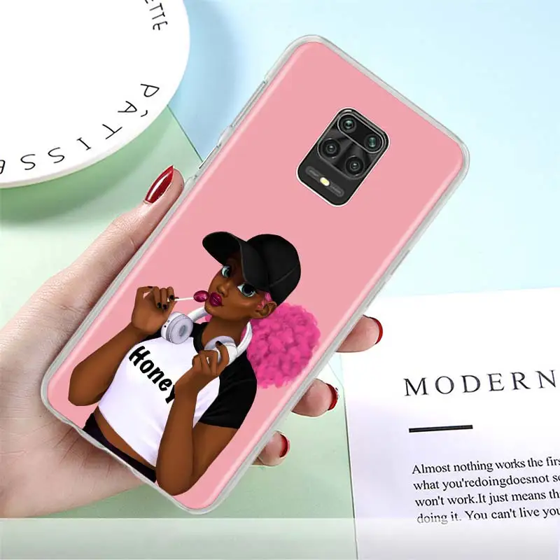 

Luxury Phone Case for Xiaomi Redmi Note 10 9S 9T 9 8 Pro 8T 7 7A 9A 9C K30 K40 African Black Girl Bumper Cover Shell Coque Funda