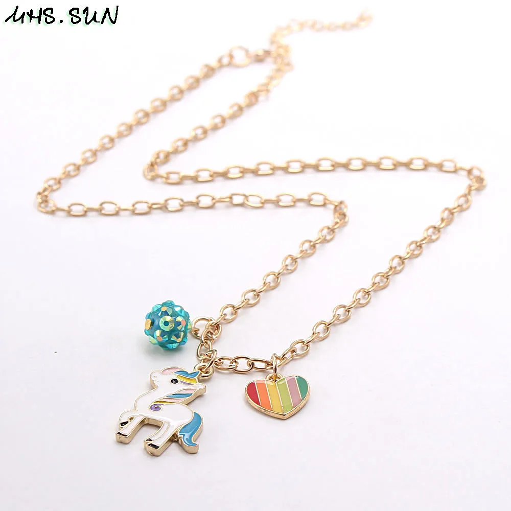MHS.SUN Единорог/Сердце/мяч подвески цепочка ожерелье браслеты для девочек Детский
