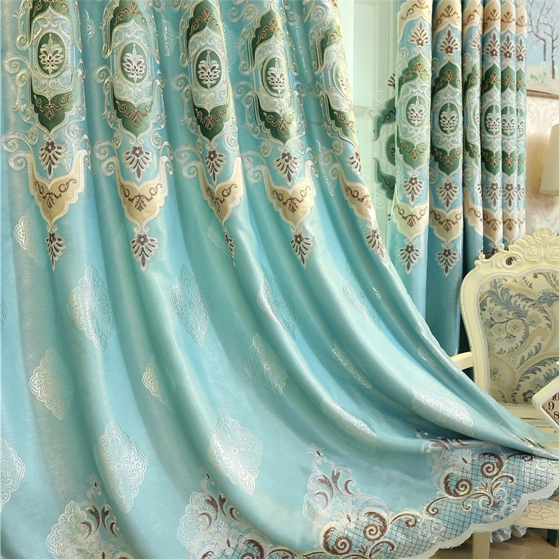 Modern classic luxury jacquard rural green Blackout curtains for Living Room high quality villa custom Bedroom | Дом и сад