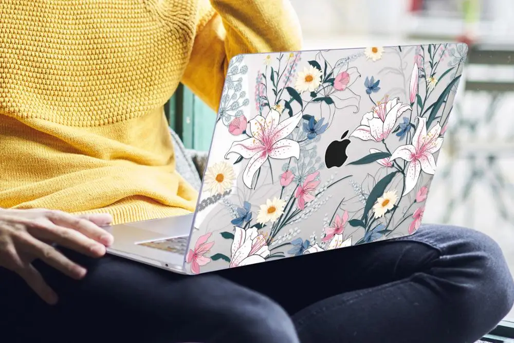 Цветочный чехол для ноутбука MacBook Air 13 A1466 A1932 Pro 13 15 16 дюймов Сенсорная панель A2141 a2159 пластиковый жесткий чехол Keybaord