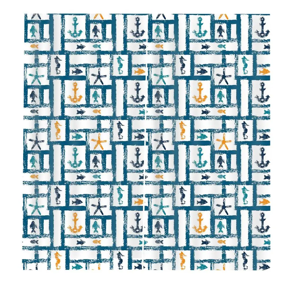 Пиратский корабль якорь занавески геометрические узоры для детской комнаты