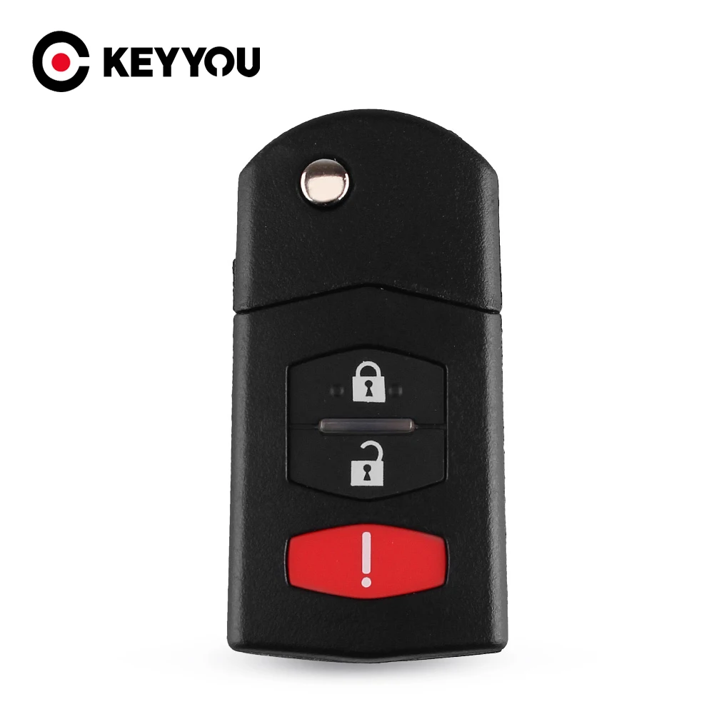 

KEYYOU For Mazda 2 3 5 6 CX-7 CX-9 RX8 MX-5 Miata Fob 3 Button Key Case Folding Car-Styling