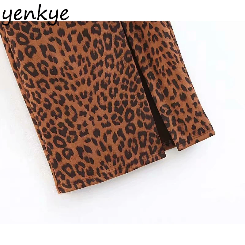 Женские сексуальные юбки леопарда с разрезом элегантная юбка-карандаш миди