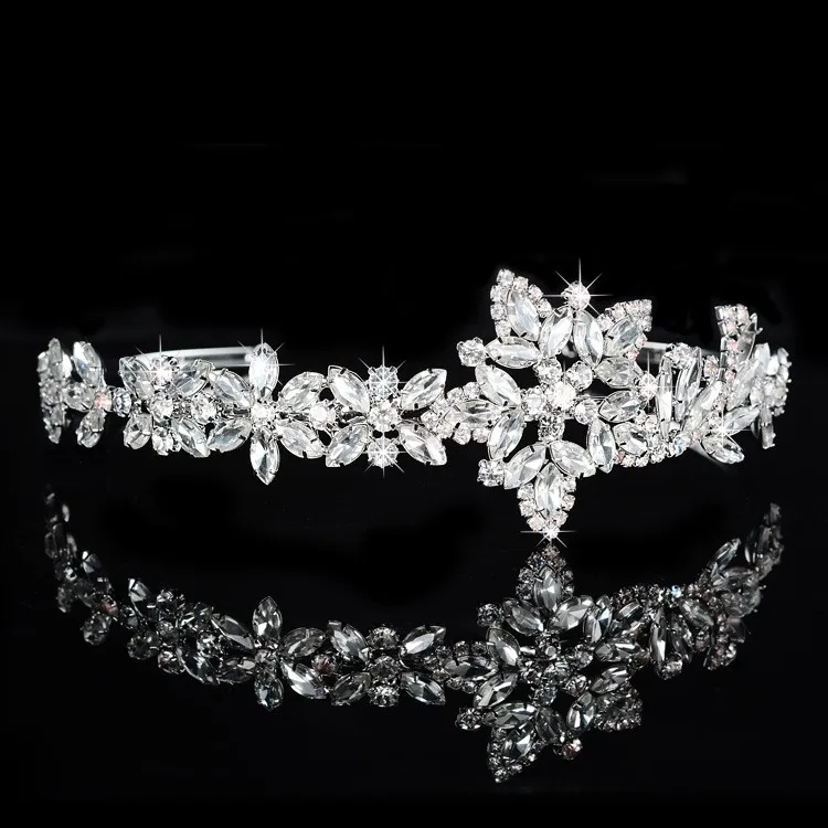SLBRIDAL сплав Свадебный Тиара головной убор со стразами Хрустальная Свадебная Тиара головной убор жемчуг свадебные аксессуары для волос женские ювелирные изделия - Окраска металла: Model 9