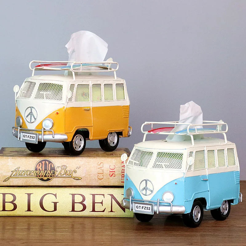 

Tissue box bus model retro living room study bedroom ornaments tissue storage home decoration retro decorative ornaments