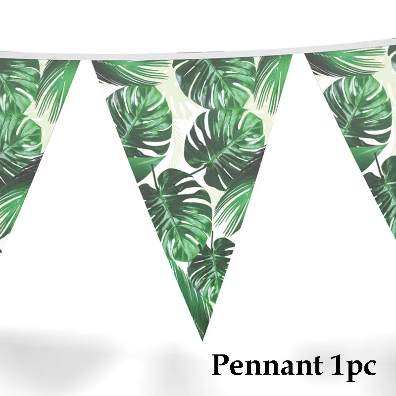 pennant 1pc Гавайская одноразовая посуда с листьями для летней вечеринки бумажная тарелка салфетка для чашек тропический Свадебный день рождения, мероприятие, вечеринка - Цвет: pennant 1pc