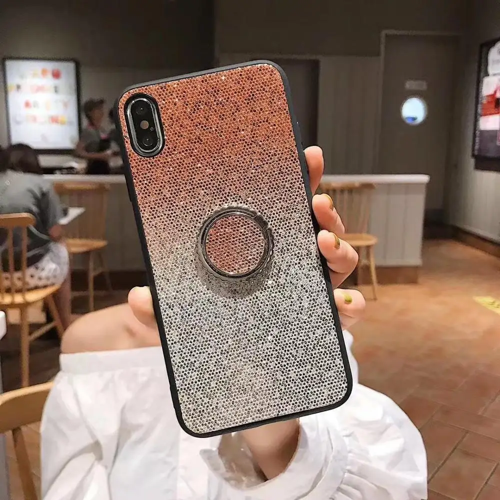 С сияющими блестками и пайетками стенд для колец на палец samsung Galaxy S10e S8 S9 Note 9