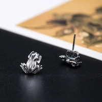 personality retro cute frog stud earring for men women punk style silver color animal earring trendy party punck earring jewelry