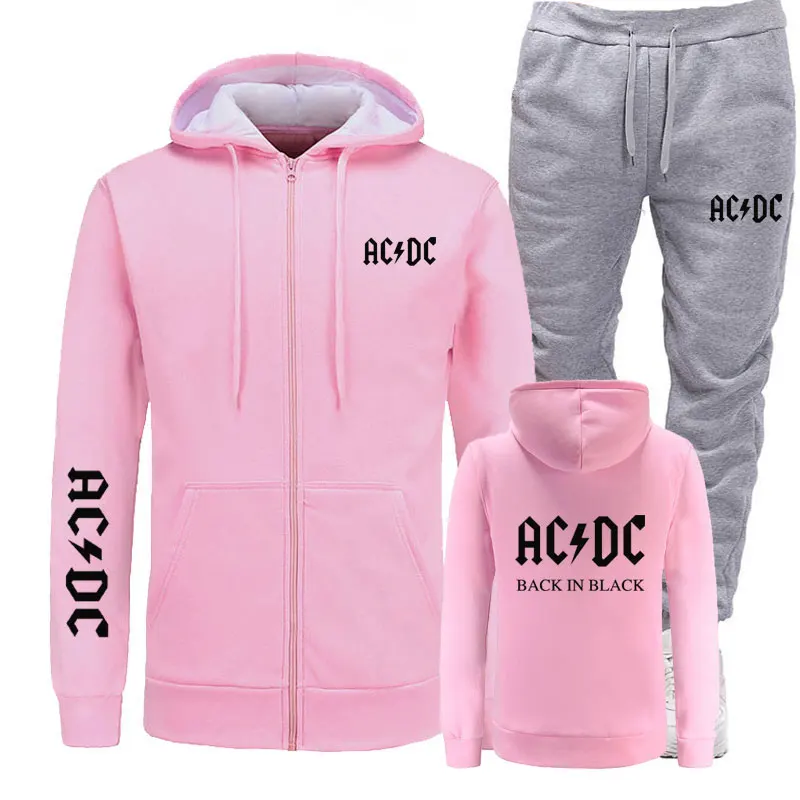 Бренд, толстовки+ штаны для мужчин, бренд AC/DC, рок-принт с графическими буквами, модная мужская спортивная одежда, повседневный мужской спортивный костюм, костюмы