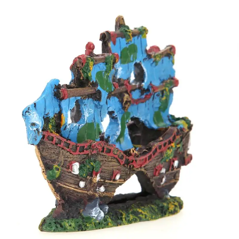 Разрушитель аквариум Декор Пещера затонувший корабль орнамент парусник Смола