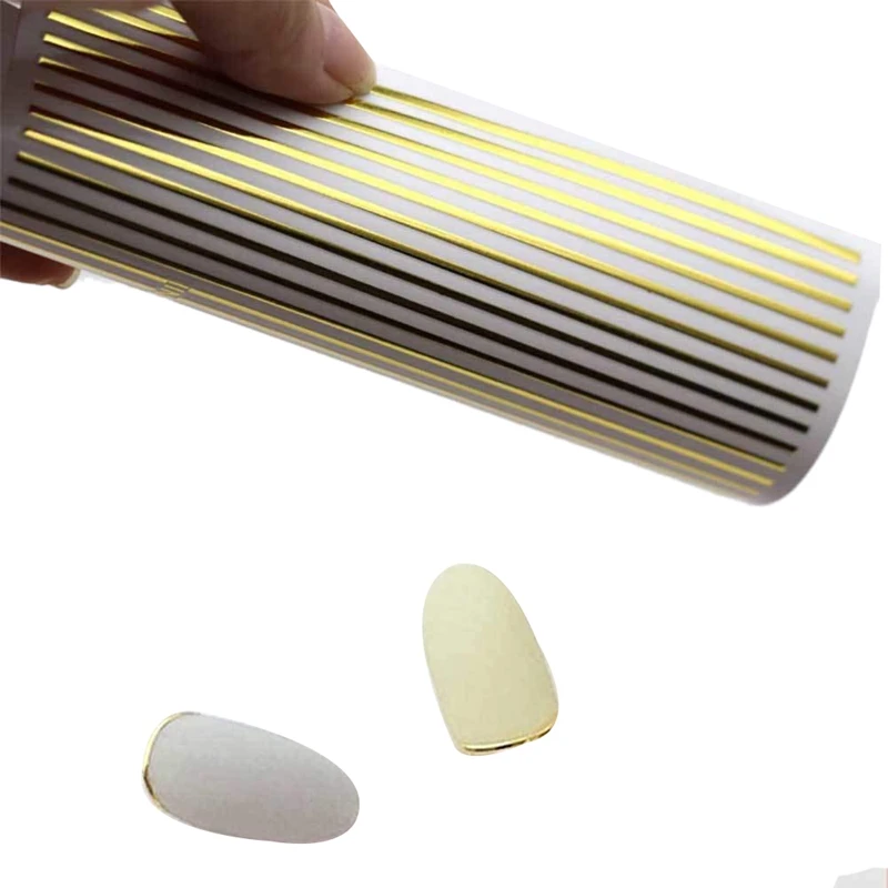 Gold 3D Nail Sticker Curve Stripe Lines Nails Stickers Adhesive Striping Tape Art Decals Rose Silver 3Pc | Красота и здоровье