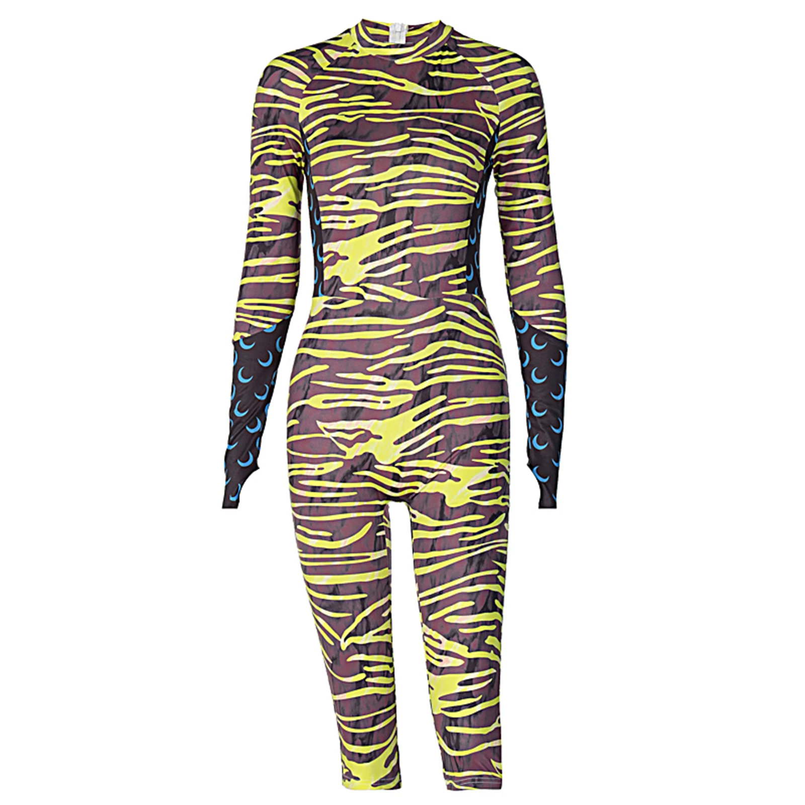 

Women Jumpsuit Sexy Bodycon Short pants Jumpsuit Long Sleeve Crewneck Animal pattern Print Skinny One Piece lady Tight Romper