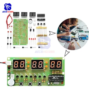 Электронные часы DIY Kit, 6 бит, чип C51 AT89C2051, электронный будильник FR-4 PCB с зуммером, Обучающий набор для Arduino