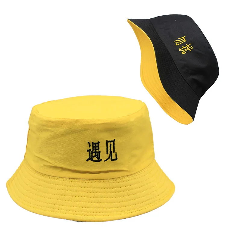 Панама с китайской надписью Двусторонняя Мужская двусторонняя от солнца из 100%