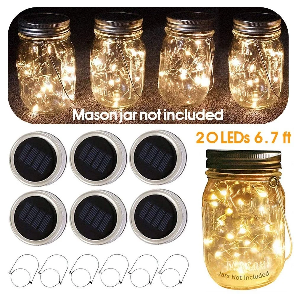 

2M 20 LED String Light Solar Powered Mason Jar Lid Insert Color Changing Garden Waterproof Christmas Decorations Garland Decor