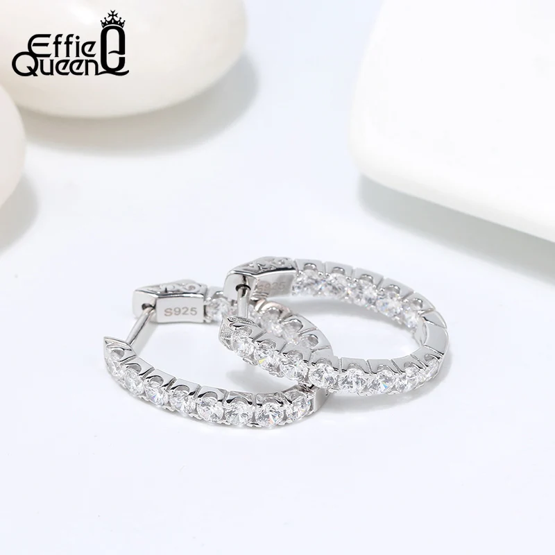 Effie queen 925 пробы серебряные серьги-кольца серебряные для женщин ювелирные изделия подарок на день рождения для девочек для маленьких детей TSE222