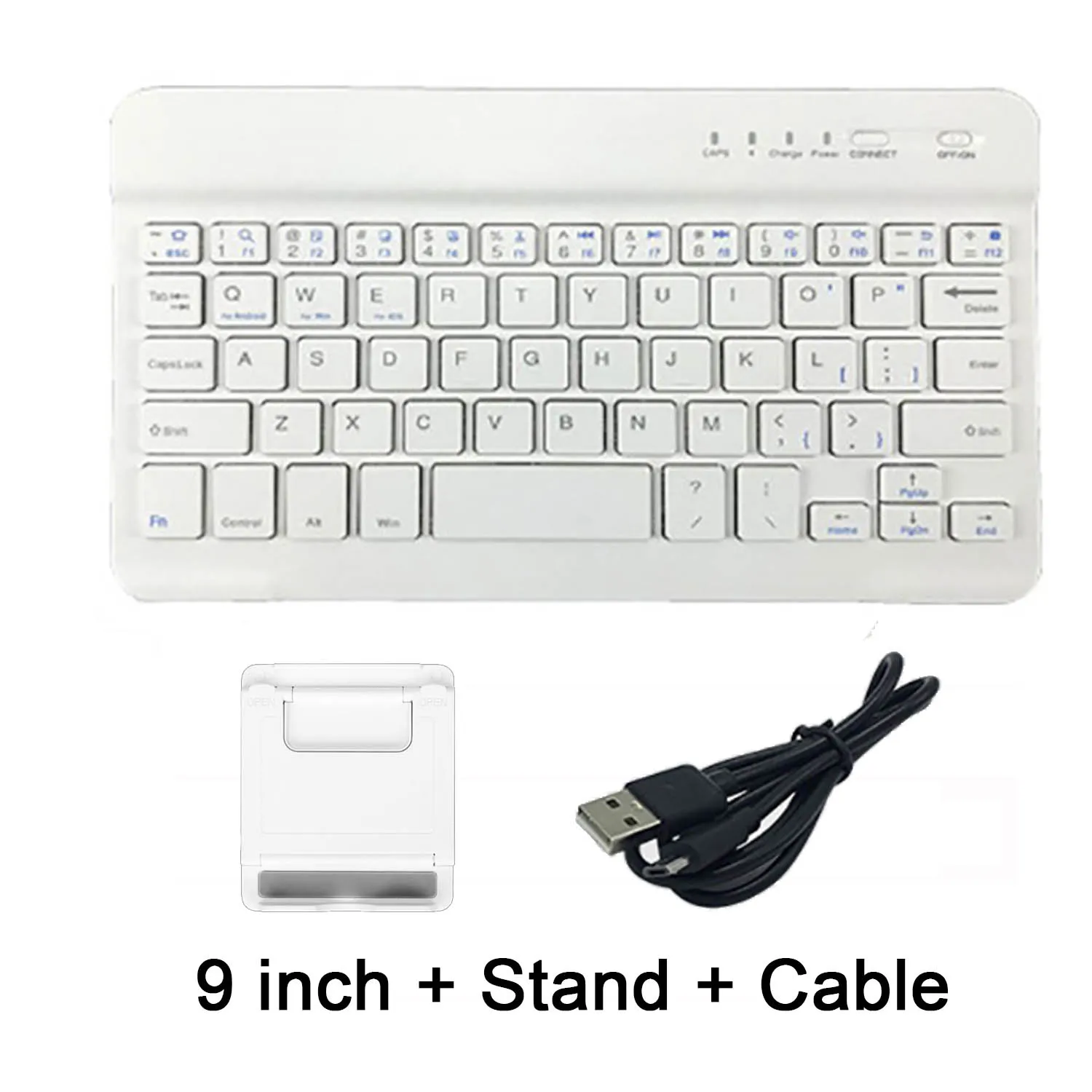 9in White with stand Ультра тонкая мультимедийная алюминиевая Беспроводная Bluetooth клавиатура для IOS Android планшетный ПК Windows для IPad Min Bluetooth клавиатура - Цвет: 9in White with stand