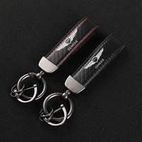 2021 new leather horseshoe buckle keychain car logo creative custom key ring for hyundai genesis coupe g80 g70 gv80 bh gh
