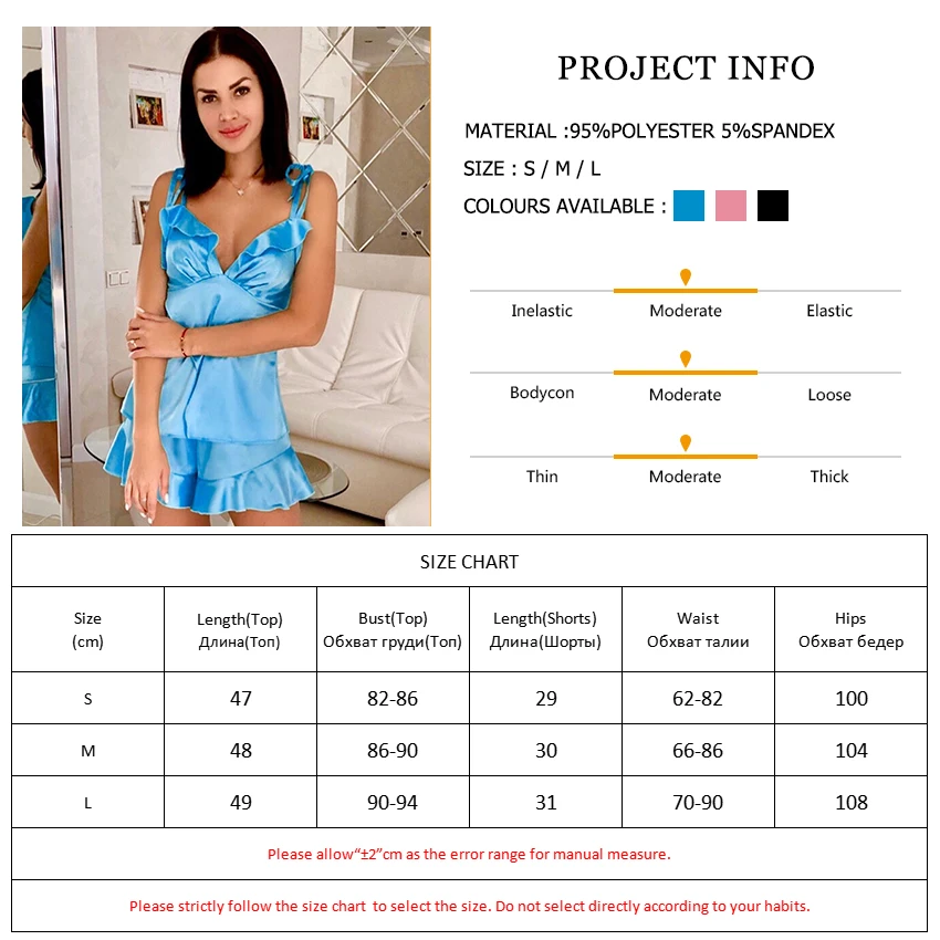 

Ruffle Women Pajama 2021 Lace-Up Camisole Suits With Shorts Low Cut Sexy Pajamas Set Woman 2 Pieces Summer Satin Nightwear