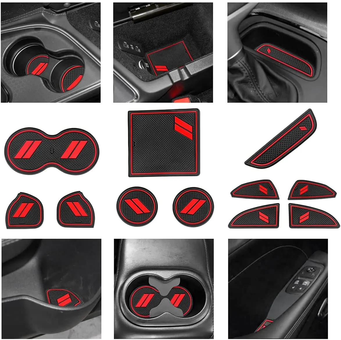 

Bolaxin For 2015-2020 Dodge Challenger Cup Door Holder Insert Center Console Shifter Liner Trim Mats Interior Accessories 11pcs