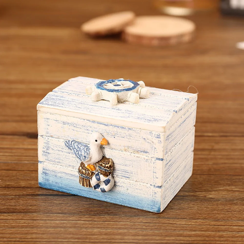 

2Pcs Mediterranean Storage Boxes Desktop Wooden Organizer Candy Packaging Boxes