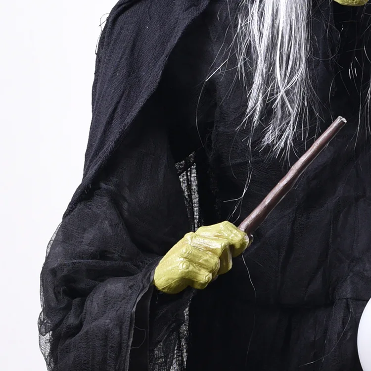 1.9m Halloween Horrible Party Prop Standing Witch Colorful Change Ball Terrible LED Eyes Weird Sound Children Scary toys |