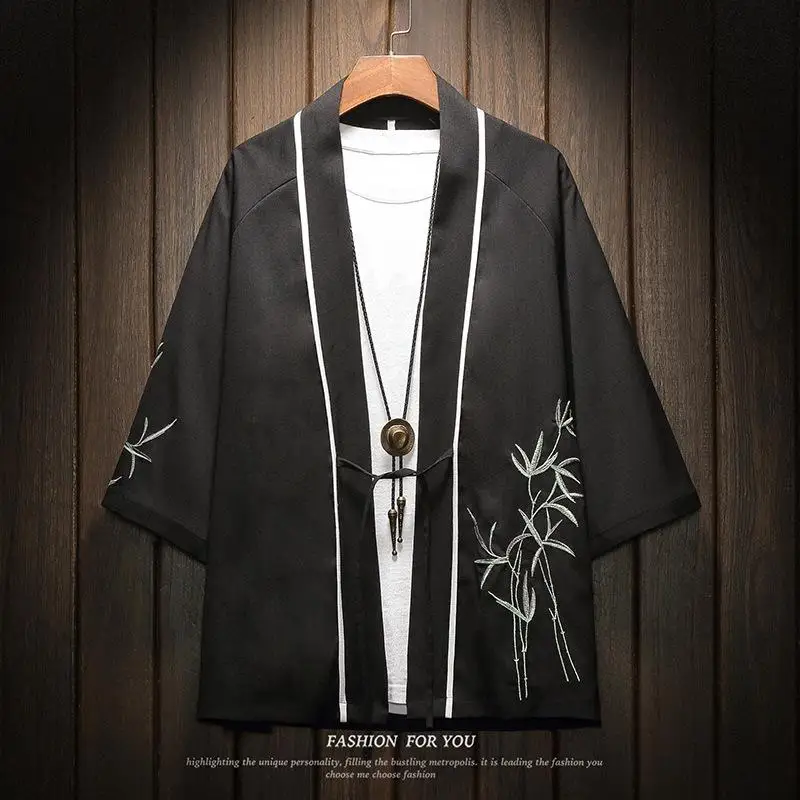 Летняя Новинка для мужчин Haori одежда Винтаж Китайский дракон солнцезащитный крем классический кардиган блузка кимоно топ азиатского Аниме Косплей рубашка 5XL - Цвет: Style B