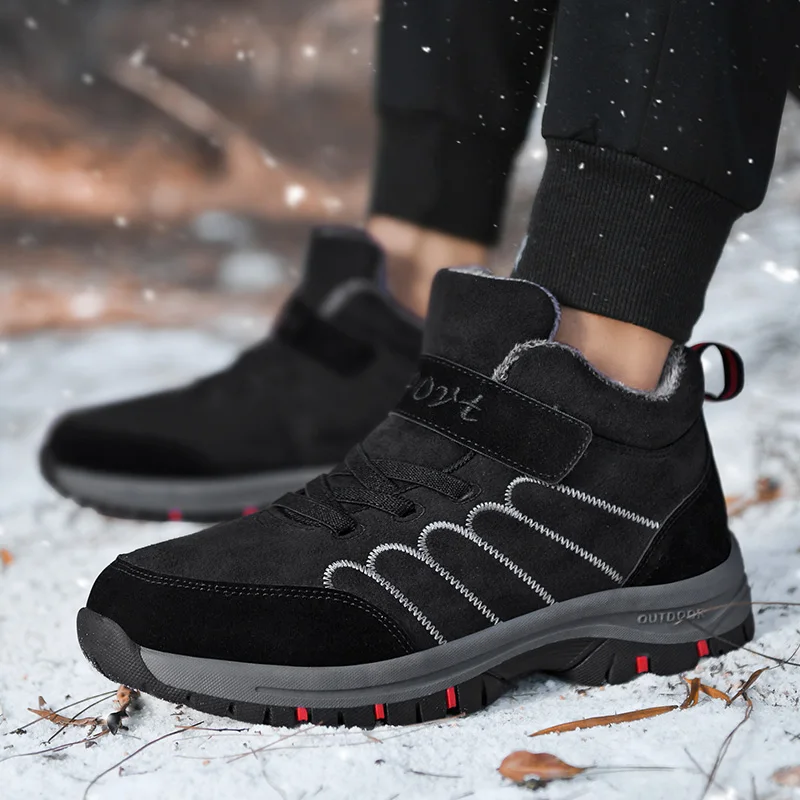 

High quality Men Boots Winter Warm Snow boots Men Plush ankle Boots work safety men winter shoes
