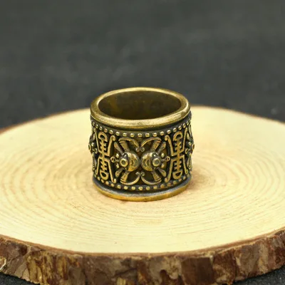 

Antiques Collections Brass Transshipment Shou Characters Copper Ring