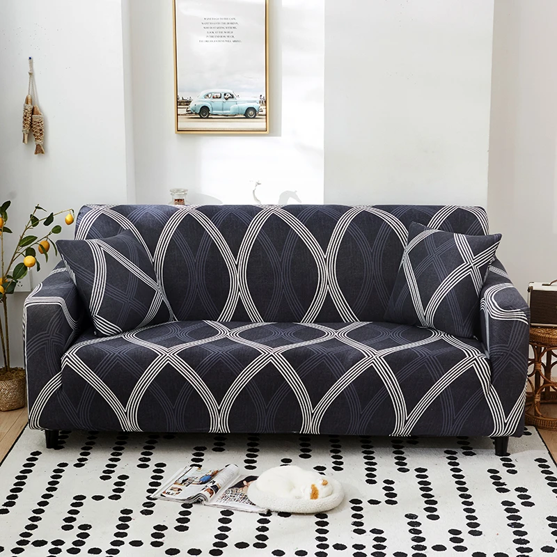 

Modern Stripe Stretch Elastic Single Sofa Cover Set Couch Convertible Armrest L Shape Anti-dust for Living Room 1 2 3 4 Seat