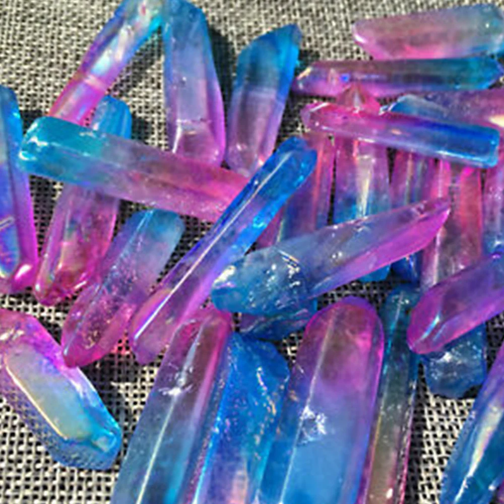 

Natural Crystal Electroplating Two-color Crystal Column Single Crystal Gravel DTY Ornaments Energy Column Decor