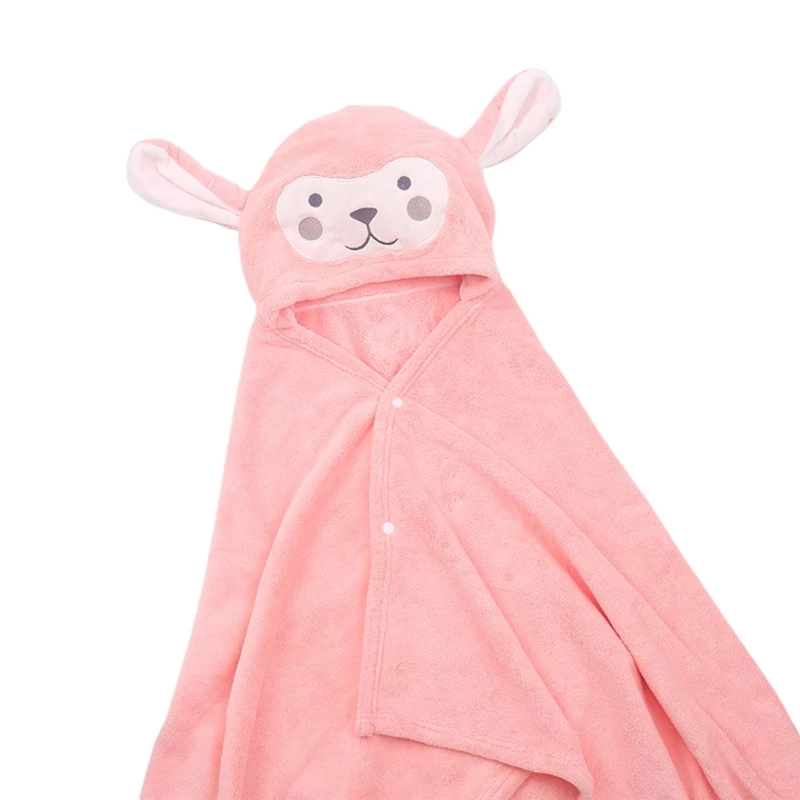 

T5EC Coral Fleece Children Baby Bath Towel Cute Cartoon Cloak Hooded Bath Towel