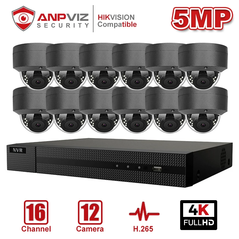 Anpviz 16CH 4K NVR 5MP купольная/4X оптическая POE IP камера комплект домашних/уличных систем
