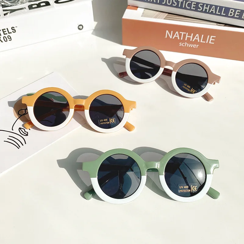 Солнцезащитные очки для мальчиков и девочек винтажные леопардовые двухцветные в