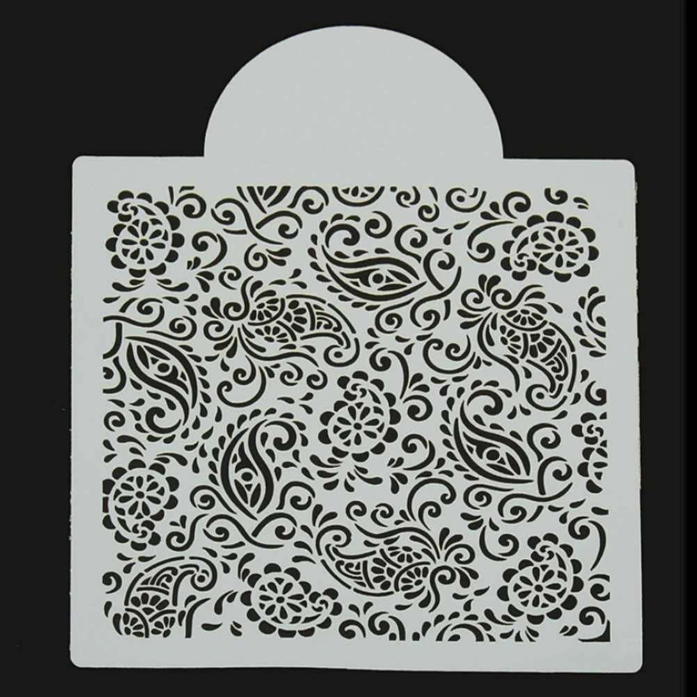 Пластиковый трафарет для печенья и тортов цветок Пейсли искусственное украшение