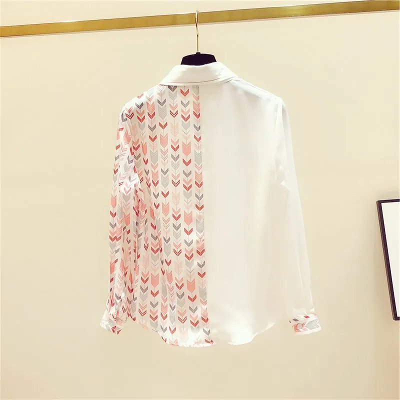 

SWYIVY Casual Loose Women Blouse Shirts Spring Autumn Chiffon Blouse Long Sleeve Shirt Women Print Chiffon Shirt Tops Clothing