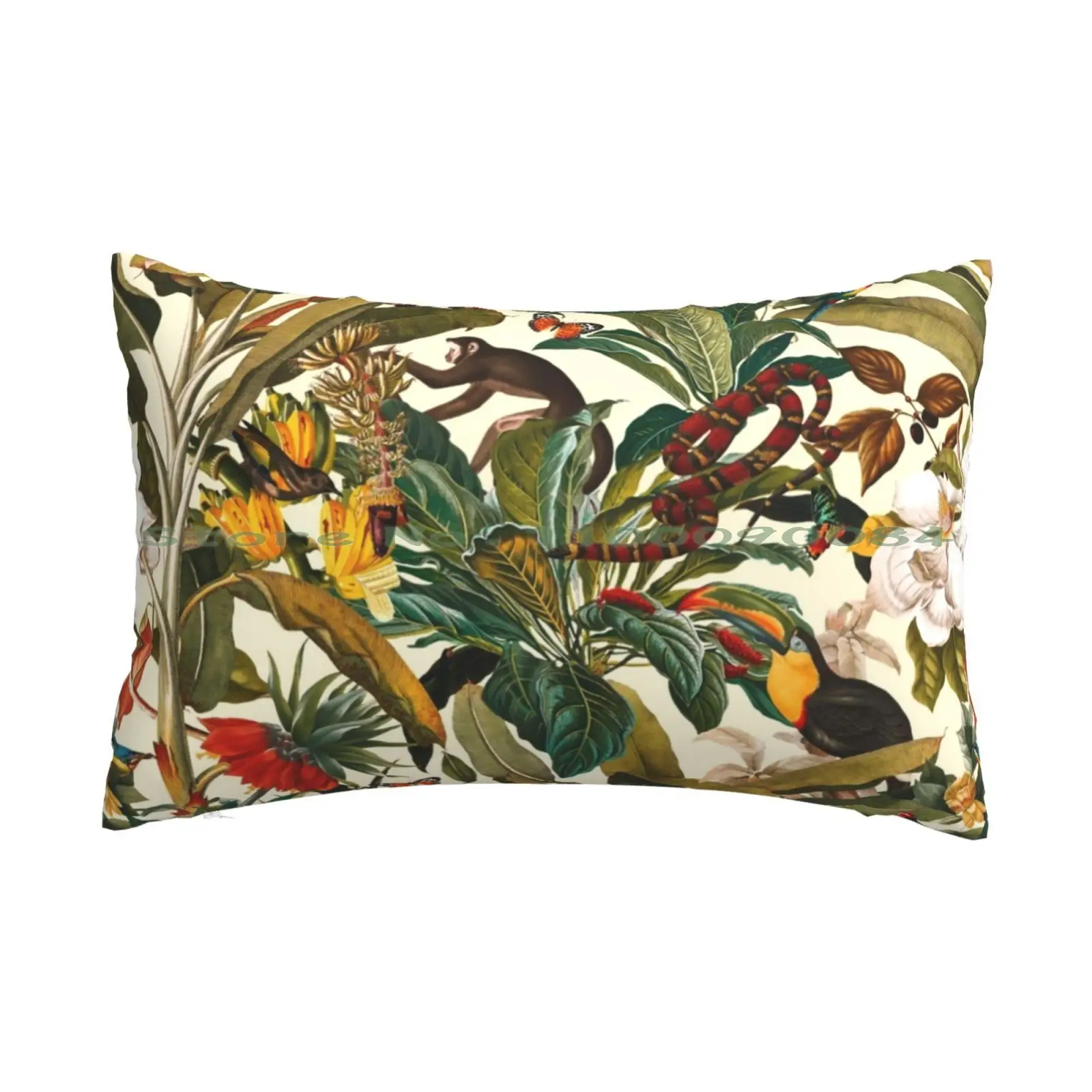 

Beautiful Forest Iv Pillow Case 20x30 50*75 Sofa Bedroom Floral Forest Jungle Tropical Botanical Exotic Leaf Laeves Dark Black