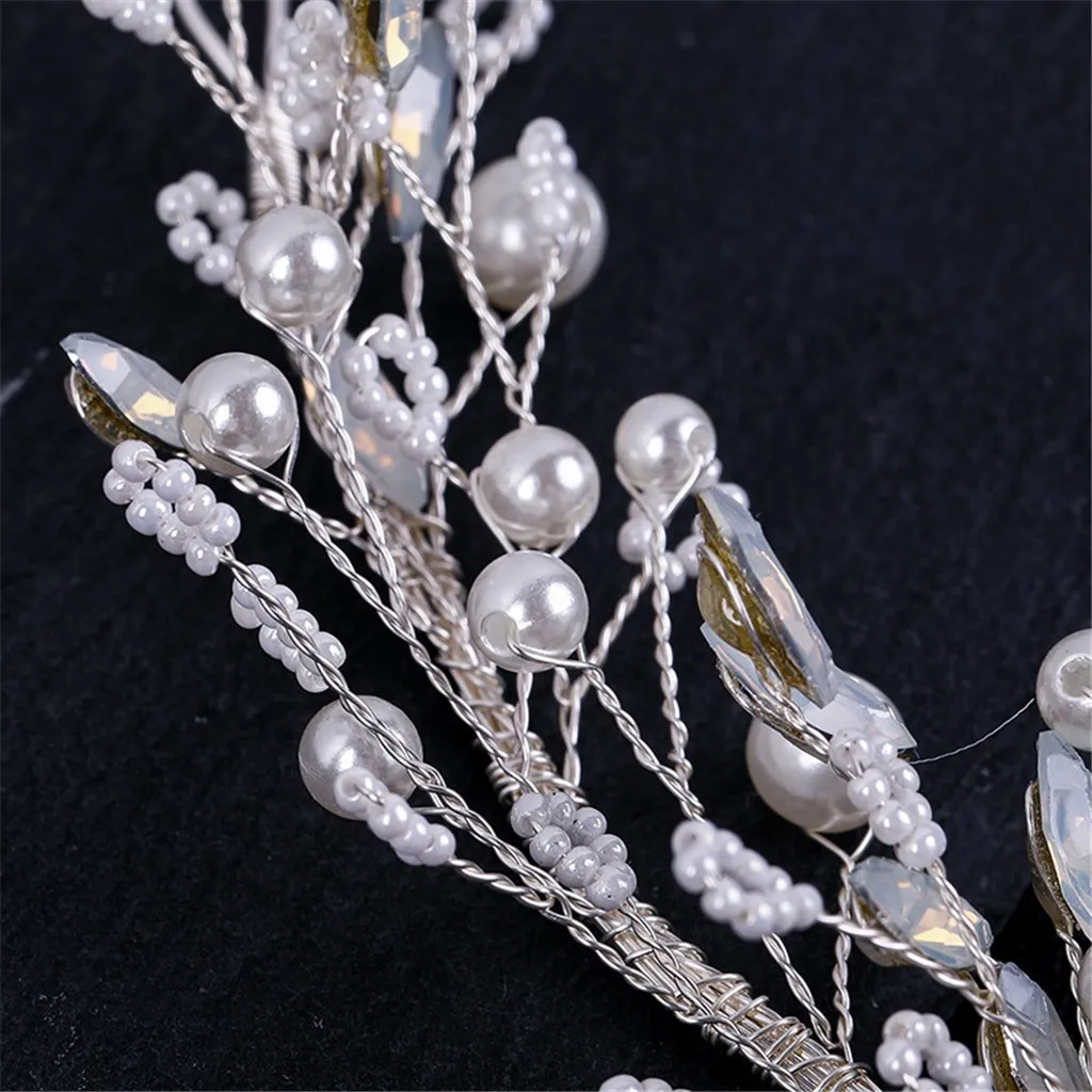 Женская жемчужная цветочная повязка для волос свадебные аксессуары головной