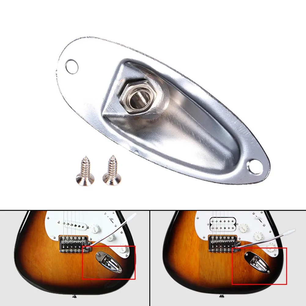 

Electric Guitar Pickup Jack Plate Socket Oval 6.35mm Output Jackplate For Fender Strat Style Accesorios With Screws Repair Tool