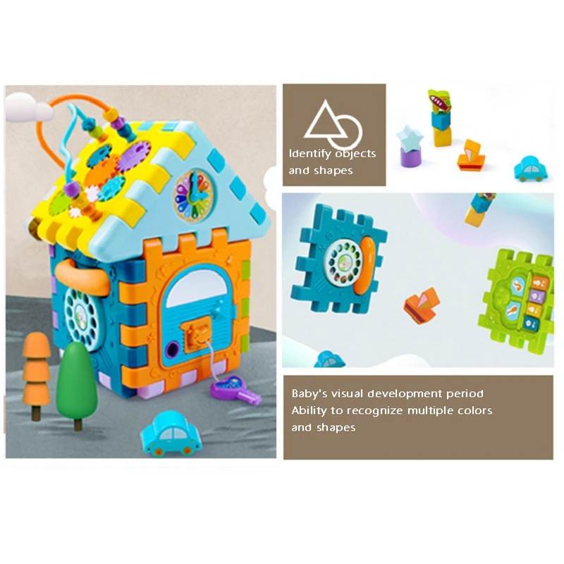 

Assembled Fun House Toys Musical Hand Drum Nine-Hedron Toy with Sound and Music Graphics Matching Phone Simulation Toy