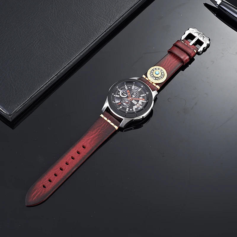 Genuine leather strap For galaxy watch 42mm 46mm decompression chinese zodiac watchband for Huawei GT 2P 22mm Amazfit Bip 20MM