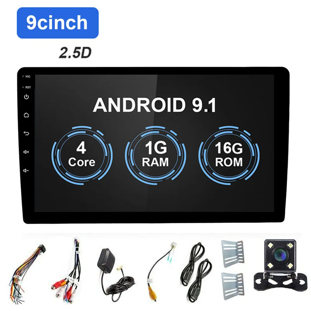 9inch 1 16G Cam 9/10. 1 дюймов 2 Din Android 9,1 автомобильный мультимедийный плеер Радио Аудио Стерео gps навигация автомобиль без DVD плеер Авто Стерео FM DAB BT - Цвет: 9inch 1 16G Cam