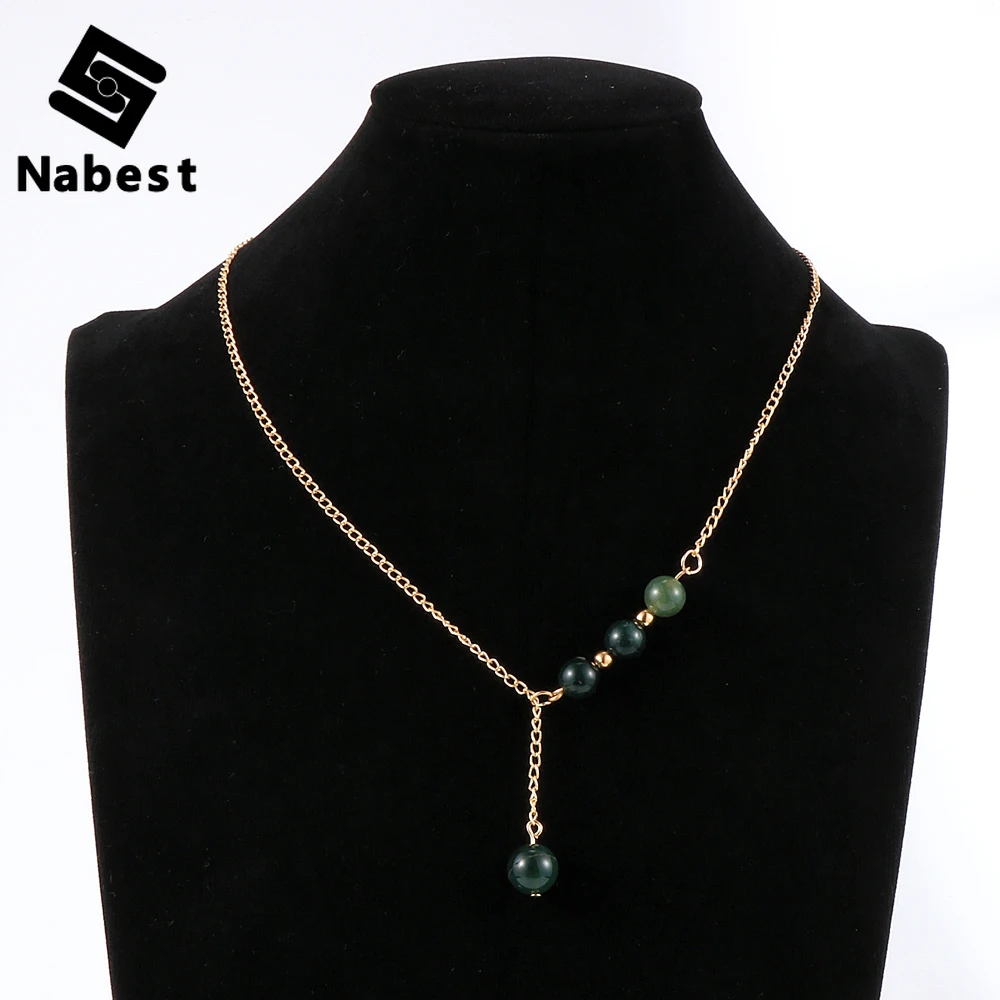 Модные женские бусы из натурального камня Очаровательное ожерелье с подвеской