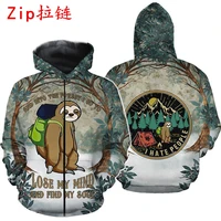 sloth camping 3d all over printed shirts for men and women autumn winter casual sweatshirt hip hop zip hoodie