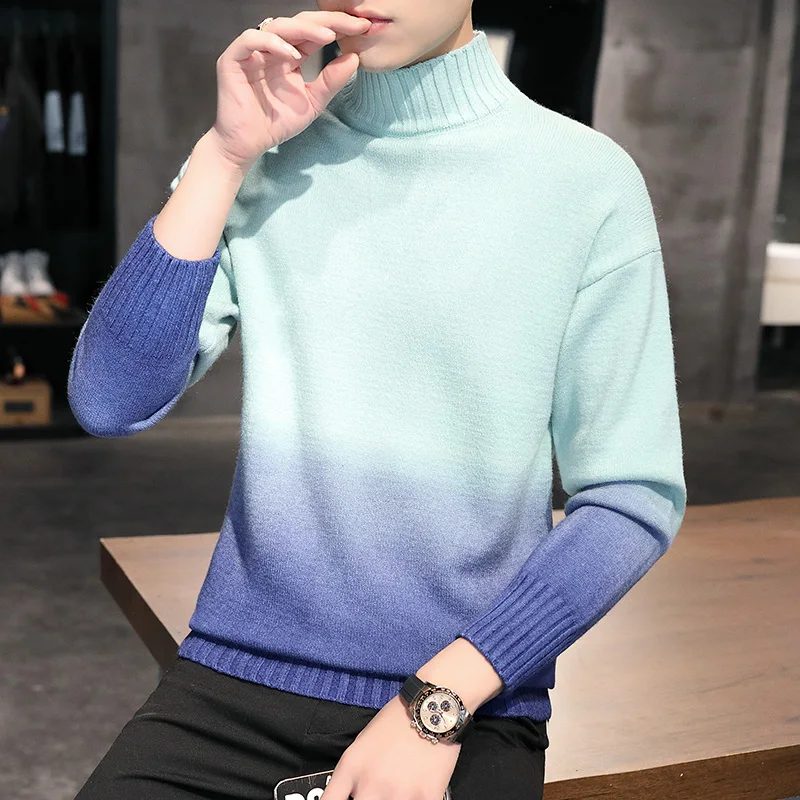 

2020 new male young students trend personality style contrast knit pullover sweater hot selling men's sweater