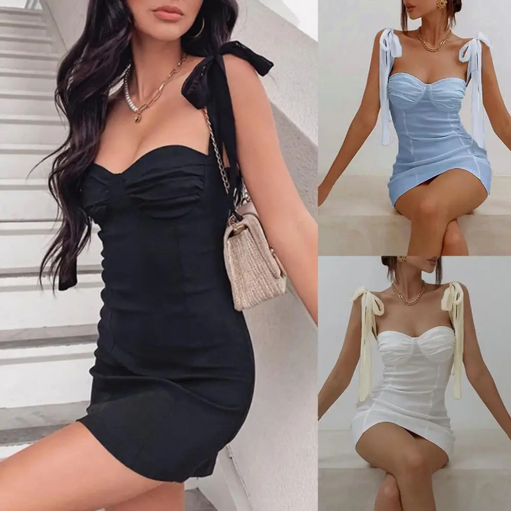 Шикарное Красивое Летнее платье с завязкой на плечах Легкое женское юбка бедрах