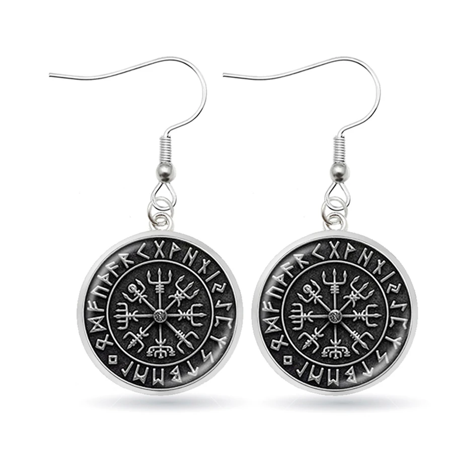 Викинг норвежский серьги вегвисер висячие стекло кабошон талисман амулет