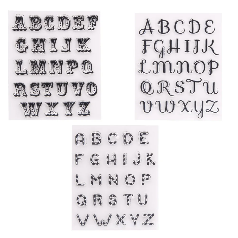 

3 Types Capital Letters Transparent Silicone Clear Rubber Stamp Sheet Cling Scrapbooking DIY Photo Album Paper Card Decor