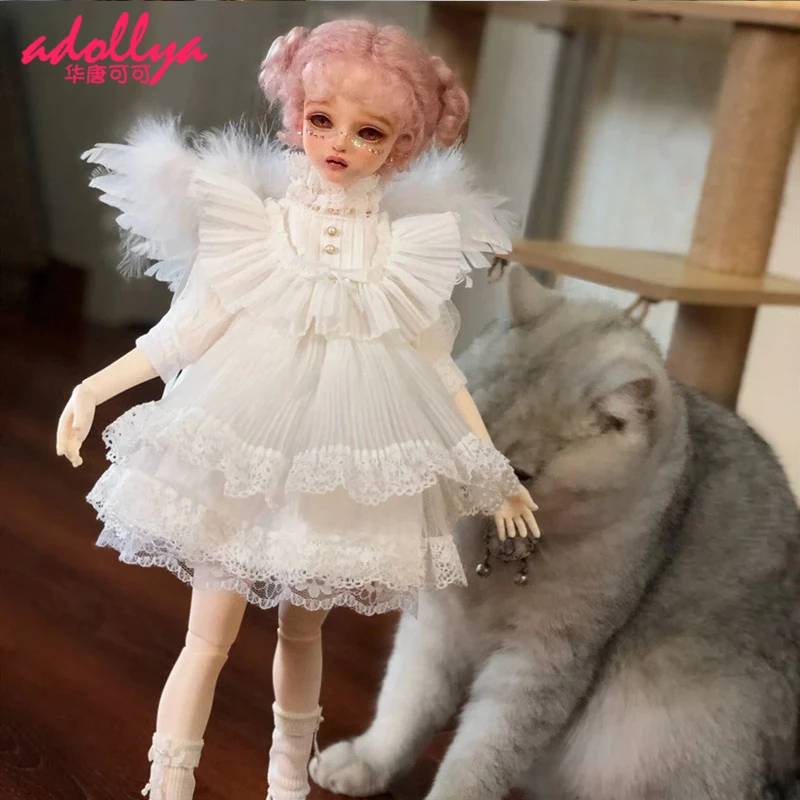 

Adollya Doll Accessories Clothes Suit Dress for Doll BJD Dress Skirt Detachable White Angel Wings Suitable for 1/3 1/4 1/6 Dolls